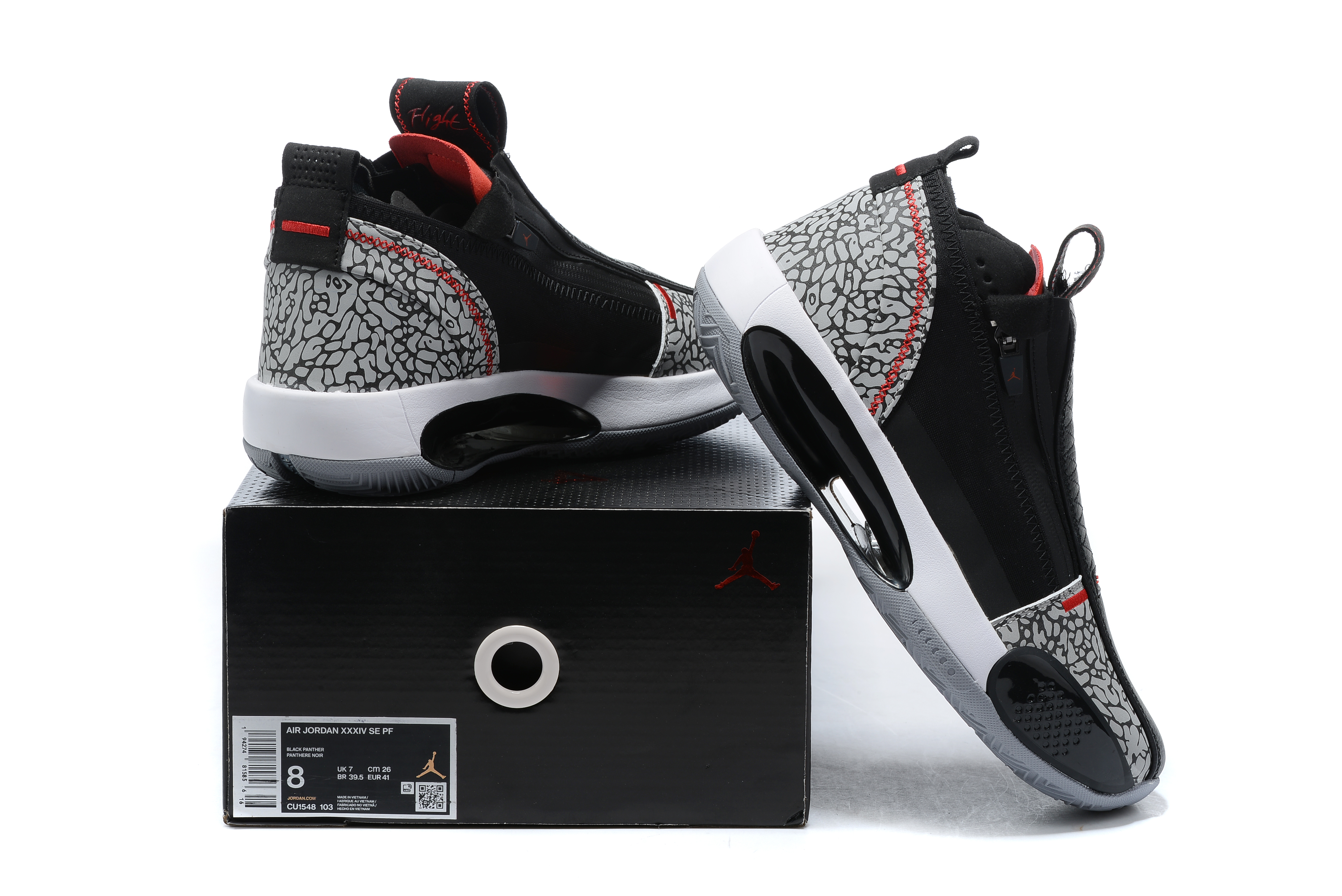 2020 Men Air Jordan XXXIV Low Black Cement Grey Red Shoes